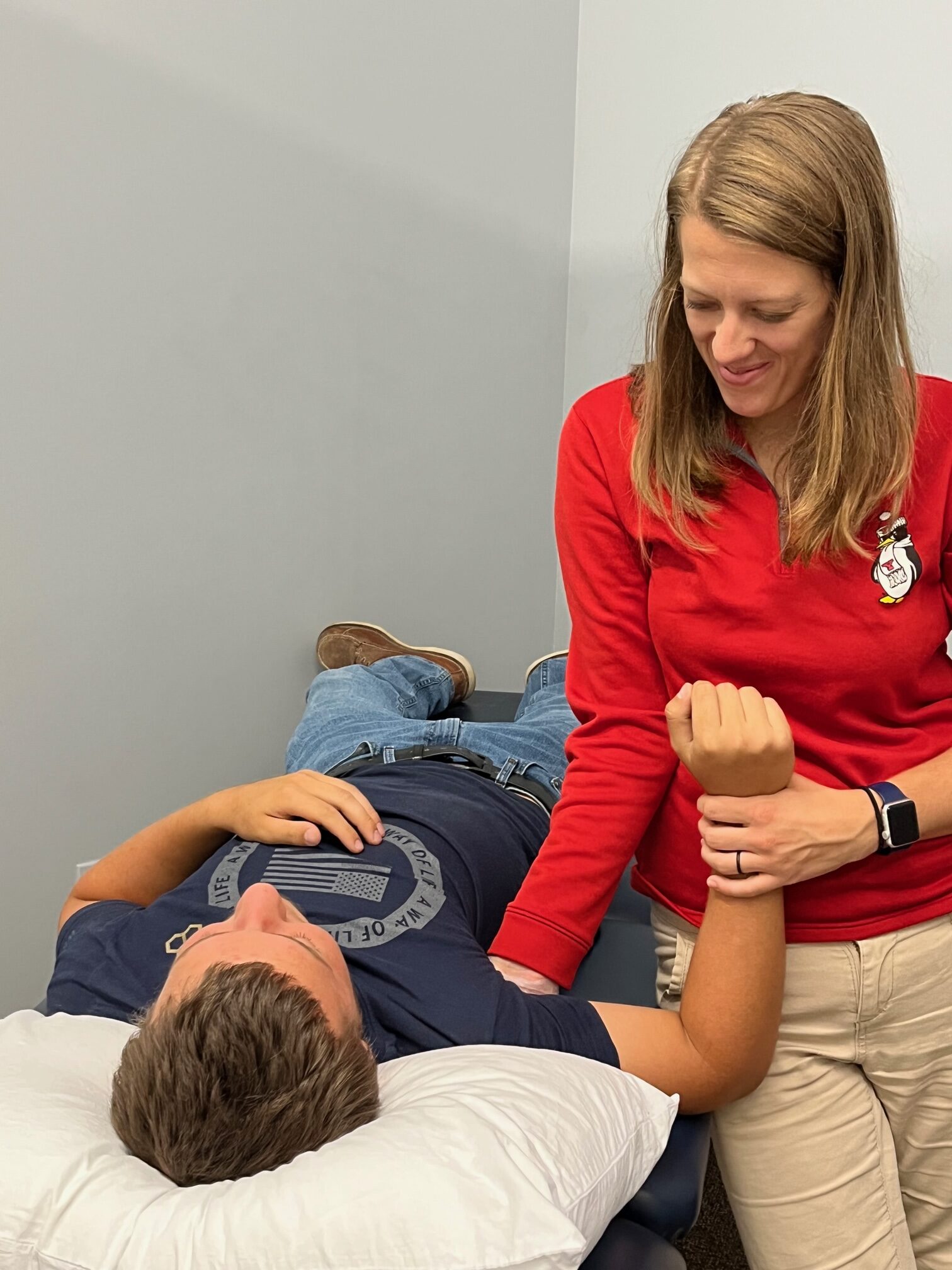 Patient receiving physical therapy.